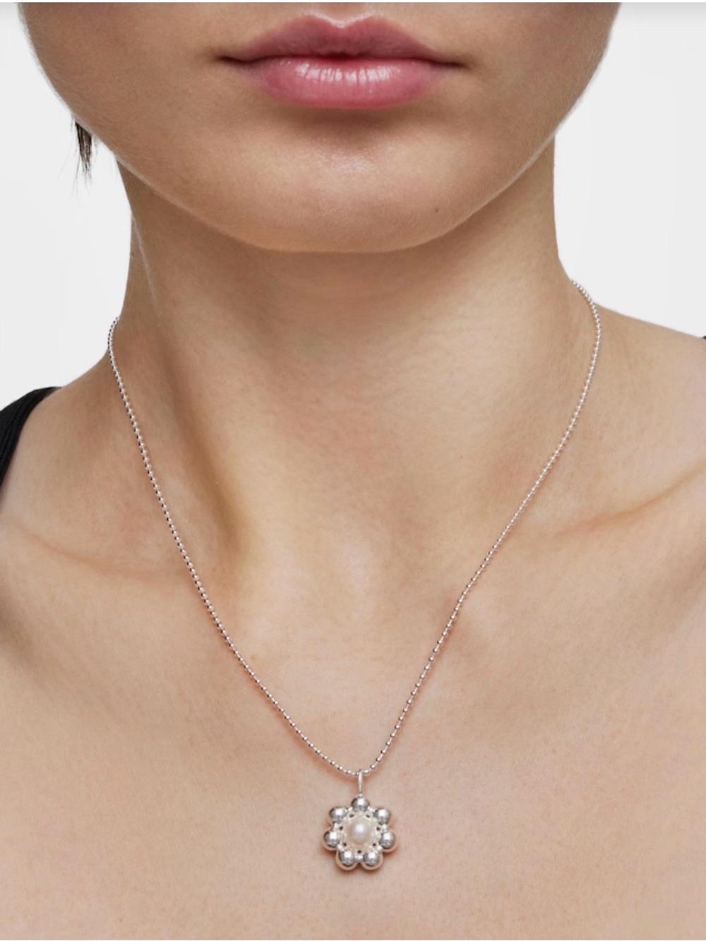 Tous SHORT SILVER FLOWER NECKLACE SUGAR PARTY
